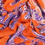 Load image into Gallery viewer, Farrah Lightweight Cotton Scarf - Orange/Purple, Floral Print: One-size

