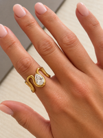 Load image into Gallery viewer, Wave Pear Drop Ring
