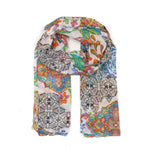 Load image into Gallery viewer, Gaia Lightweight Cotton Scarf - Blue/Multi, Mosaic Print: One-size

