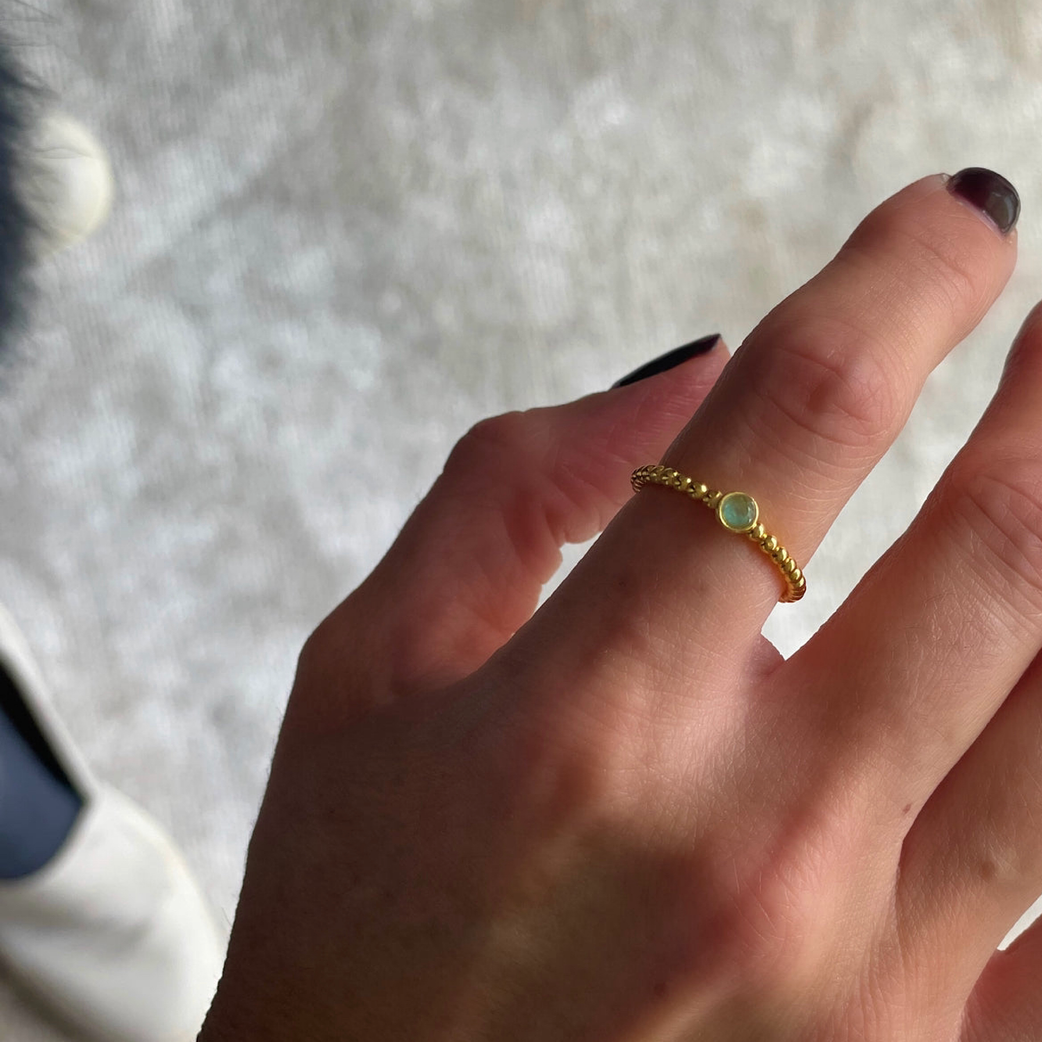 Fine Rope Stacker Ring with Labradorite