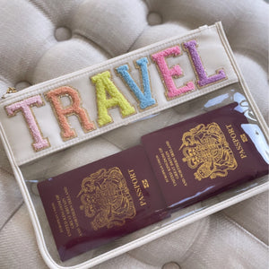 ‘TRAVEL’ CLEAR POUCH BAG