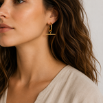 Load image into Gallery viewer, Gold T - Bar Hoops
