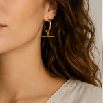 Load image into Gallery viewer, Gold T - Bar Hoops

