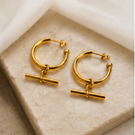 Load image into Gallery viewer, Gold T - Bar Hoops
