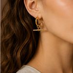 Load image into Gallery viewer, Gold T - Bar Hoops
