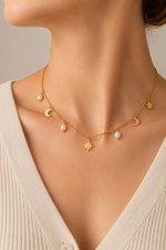 Load image into Gallery viewer, Luna Pearl Station Necklace
