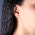 Load image into Gallery viewer, Mini Crescent Moon Stud Earrings
